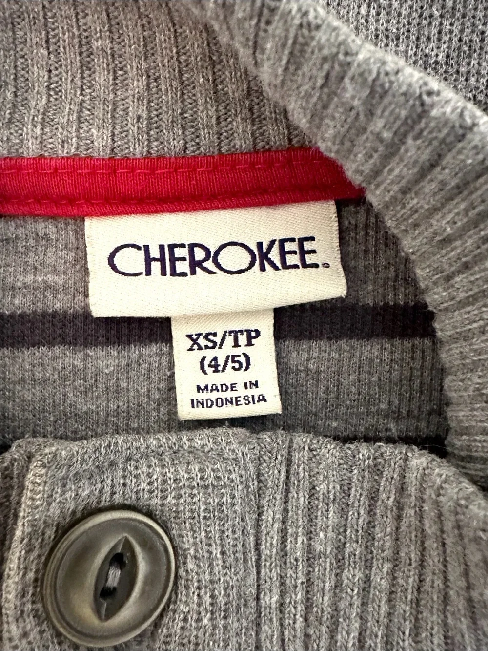 Cherokee Little Boys Cotton Gray Striped Buttons Front Knit Sweater
